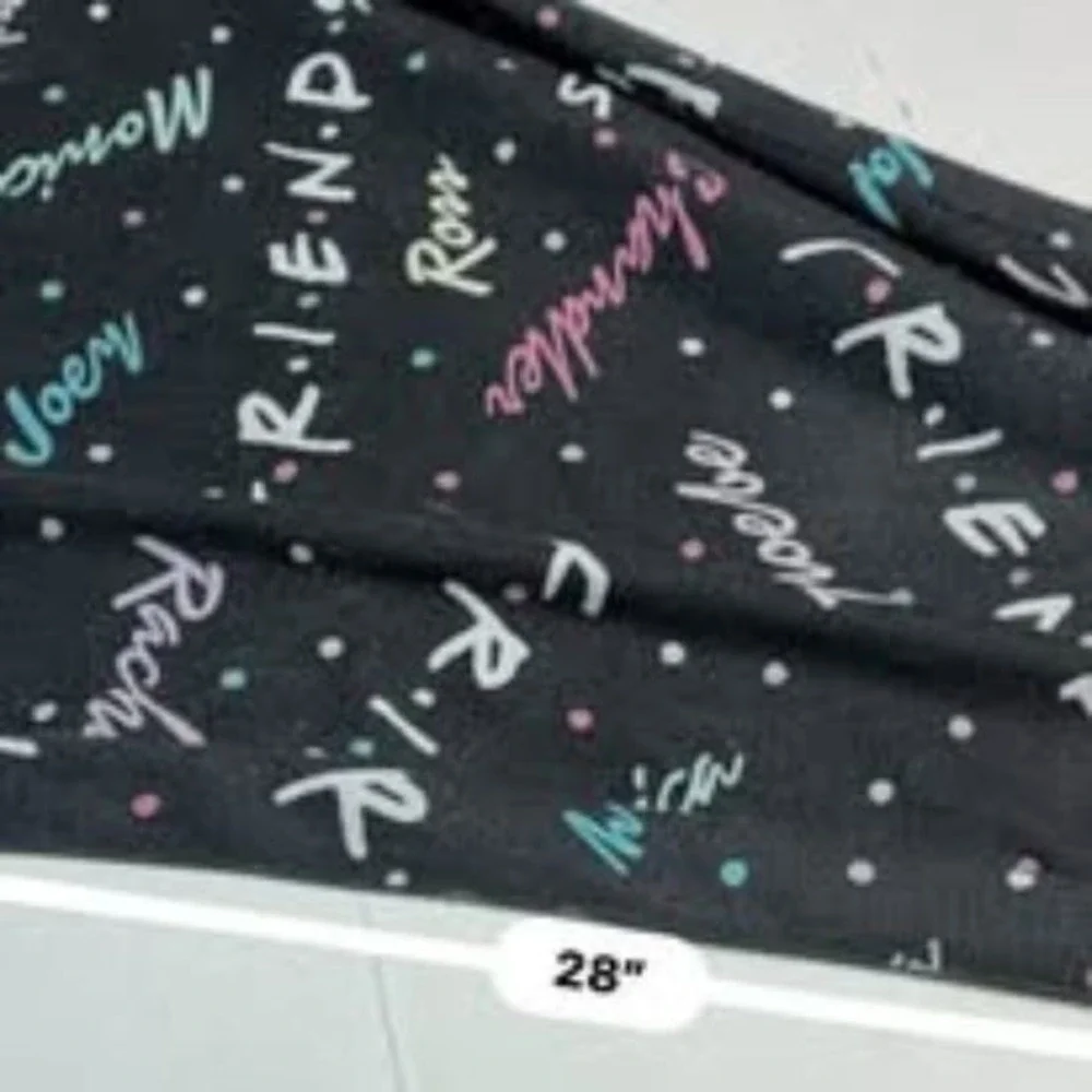 Friends Jogger Pants Black Multicolor Womens S TV Show Lounge Pajama Nostalgia